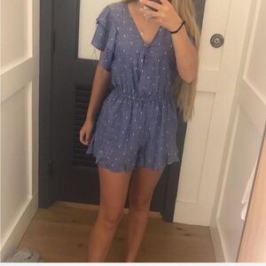 Blue polka dot romper
